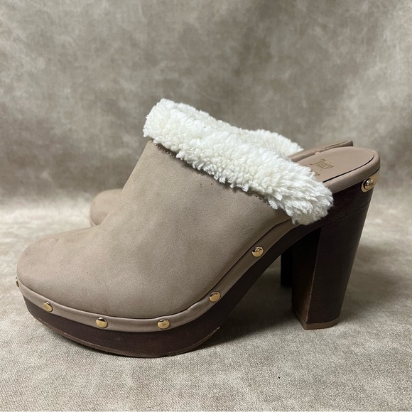 Shoes - Juicy Couture Anita Fur Lined Wooden Platform Chunky Heel Clogs. Size 8